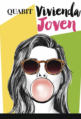 Imagen pop art de una chica haciendo un globo con un chicle